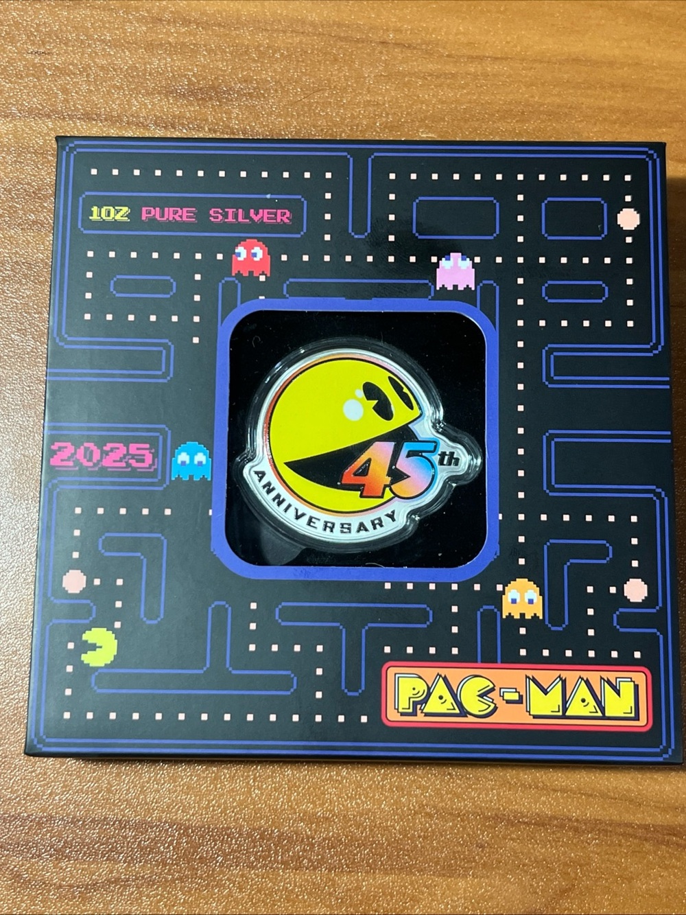 2025 Pac-Man 45th Anniversary 1oz Silver Coin PAMP Solomon Islands Box & COA